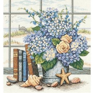 Hydrangeas and Shells Counted Cross Stitch Kit
